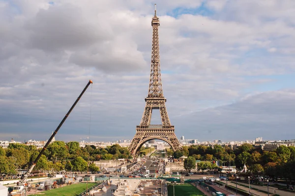 Trocadero Torre Eiffel Luz Del Sol París Francia — Foto de Stock