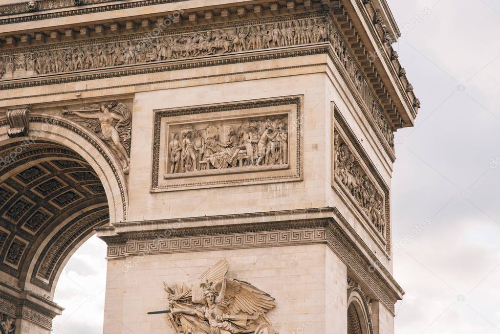 Arc de Triomphe in Paris on a cloudy day