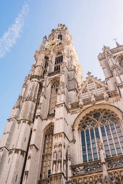 Catedral Nuestra Señora Amberes Bélgica Onze Lieve Vrouwekathedraal Bajo Cielo — Foto de Stock
