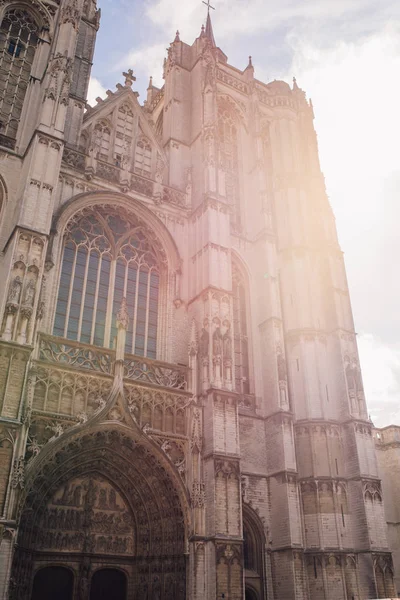 Catedral Nuestra Señora Amberes Bélgica Onze Lieve Vrouwekathedraal Bajo Cielo — Foto de Stock