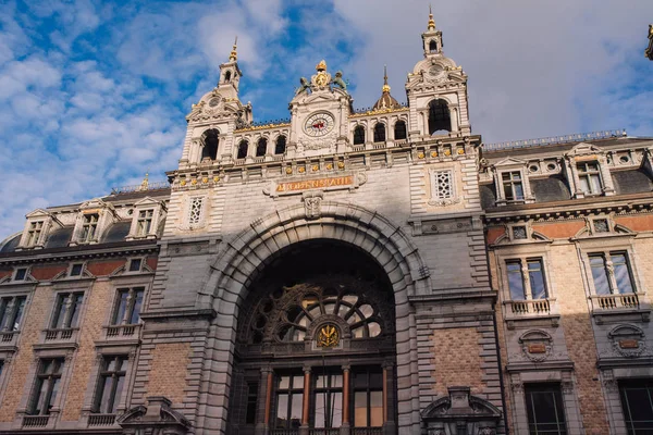 Obnovena Ade Slavného Hlavního Vlakového Nádraží Antwerpen Belgie — Stock fotografie