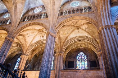 Kutsal Haç Katedrali ve Barselona, İspanya ve Katalonya 'nın Gotik Mahallesi' ndeki Aziz Eulalia.