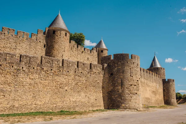 Fortezza Medievale Della Cite Carcassonne Carcassonne Fortezza Patrimonio Mondiale Dell — Foto Stock