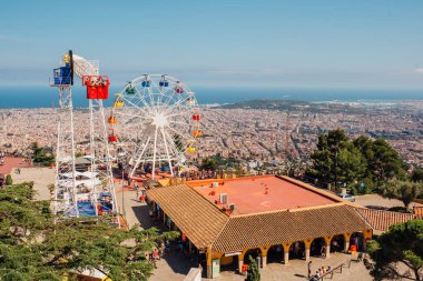 Barcelona, Katalonya, İspanya üzerindeki Tibidabo dağından manzara