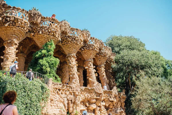 Caves Colonnades Parc Guell Barcelona Spain — Stock Photo, Image