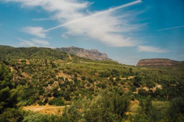 İspanya 'nın Montserrat kentindeki en iyi manastırdan dağ manzarası