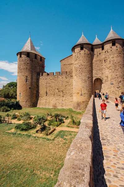 Fortezza Medievale Della Cite Carcassonne Carcassonne Fortezza Patrimonio Mondiale Dell — Foto Stock