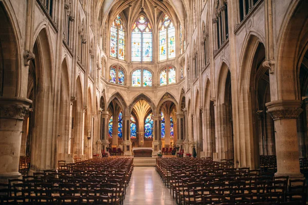Paris Öğleden Sonra Saint Severin Kilisesi Nin Renkli Camlı Pencereleri — Stok fotoğraf