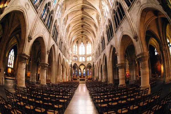 París Vidrieras Colores Iglesia Saint Severin Por Tarde — Foto de Stock