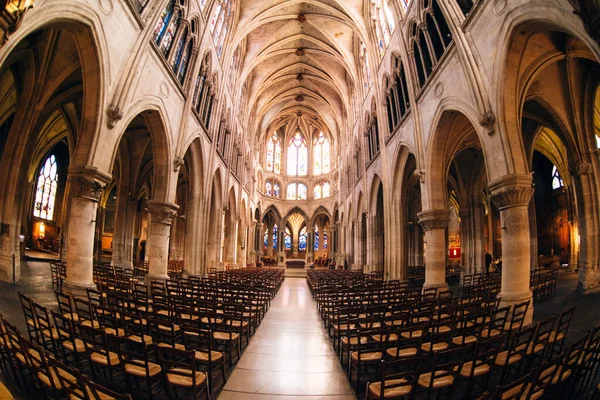 París Vidrieras Colores Iglesia Saint Severin Por Tarde — Foto de Stock