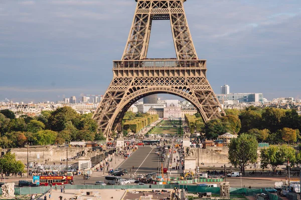 París Francia Fragmento Construcción Torre Eiffel Uno Los Atractivos Más — Foto de Stock