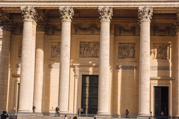 Pantheon Párizs Kilátás Központi Homlokzat Egy Napsütéses Napon — Stock Fotó
