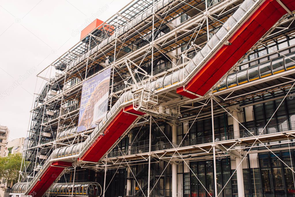 Paris, France Georges Pompidou Center. The center was built by GTM and completed in 1977 on September 10, 2012 in Paris.It is the third most visited tourist attraction in Paris.