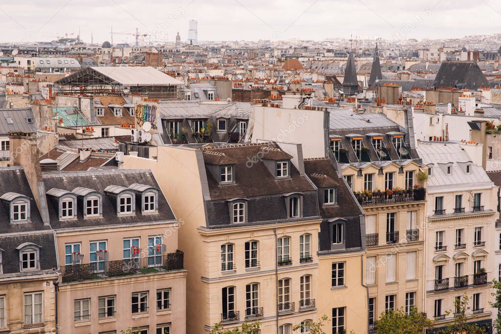 view from the roof of the Georges Pompidou Center. The center was built by GTM and completed in 1977 on September 10, 2012 in Paris.It is the third most visited tourist attraction in Paris.