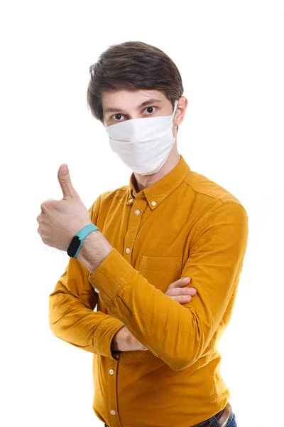 Time Protect All Time Elegant Man Wearing Mouth Protection Prevent — Stock Photo, Image