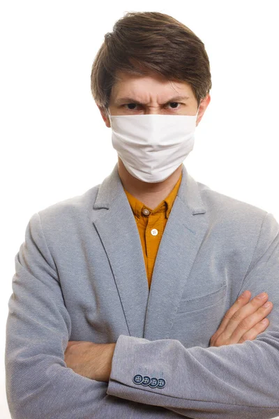 Hora Proteger Tempo Todo Homem Elegante Vestindo Uma Proteção Bucal — Fotografia de Stock