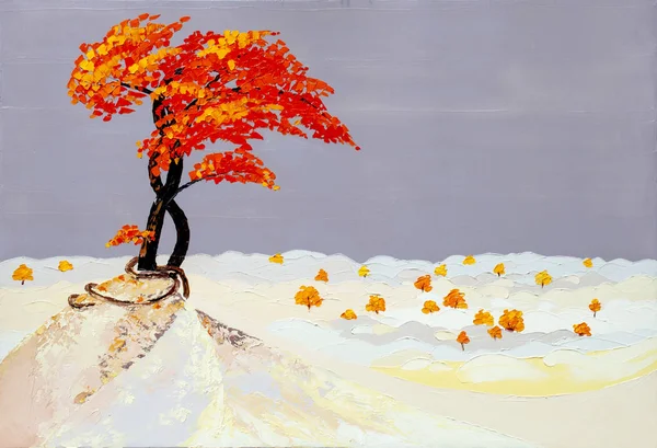 desert orange tree oil painting