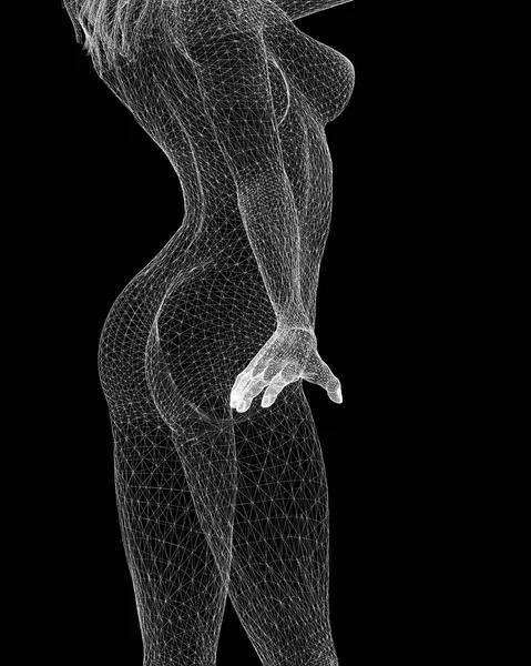 Fille, structure du corps, modèle de fil sur le fond — Photo