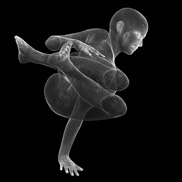 Девушка, структура тела, модель проволоки на заднем плане — стоковое фото