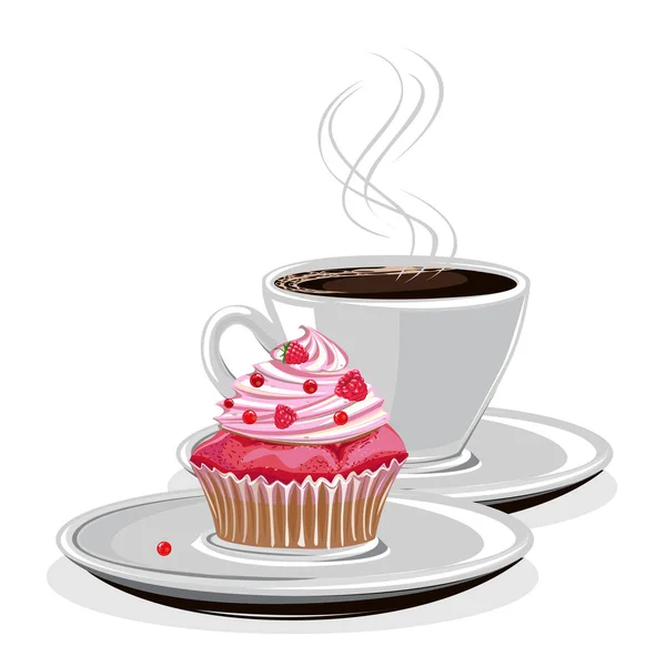 Coffee mug and cupcake — Stock Vector