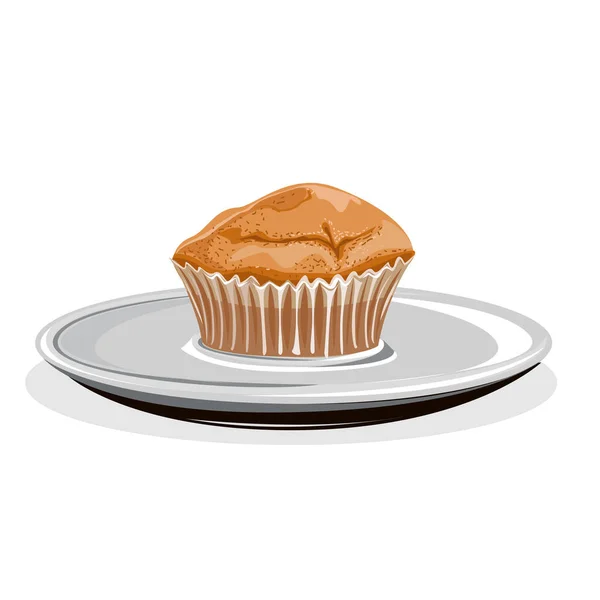 白い受け皿に現実的なカップケーキ — ストックベクタ