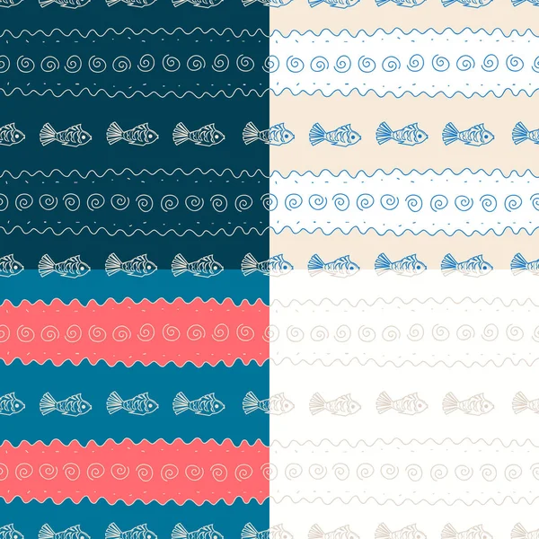 Sea seamless pattern — Stock Vector