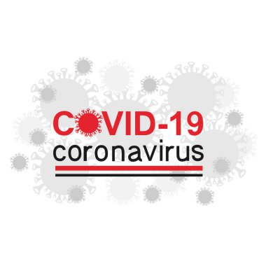  Coronavirus etiketi. Küresel salgını durdurun. Beyaz arkaplanda vektör illüstrasyonu.