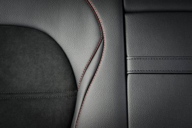 Modern lüks yarış araba siyah deri kırmızı dikiş iç