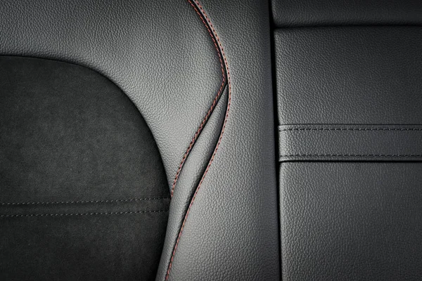 Modern lüks yarış araba siyah deri kırmızı dikiş iç