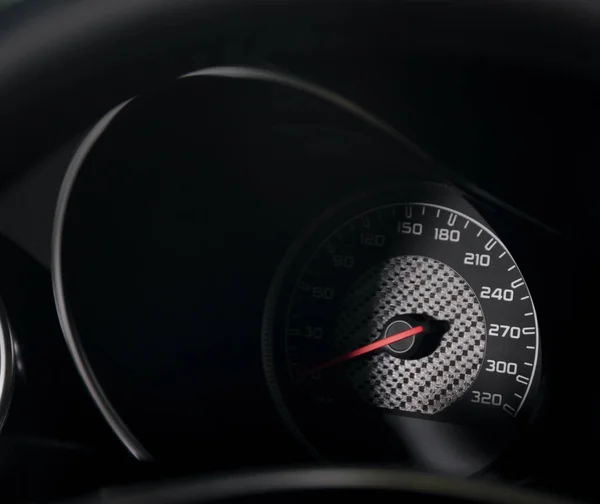 Samochód speedometr, czarnym i chromowanym — Zdjęcie stockowe