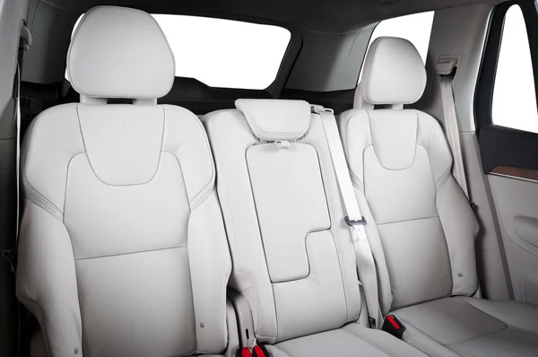 Luxus Autó Belsejében Prestige Modern Autó Belsejében Kényelmes Bőrülések Fehér — Stock Fotó