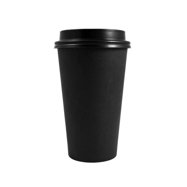 Вынос Черная Бумага Кофе Чашку Изолированы Белом Фоне — стоковое фото