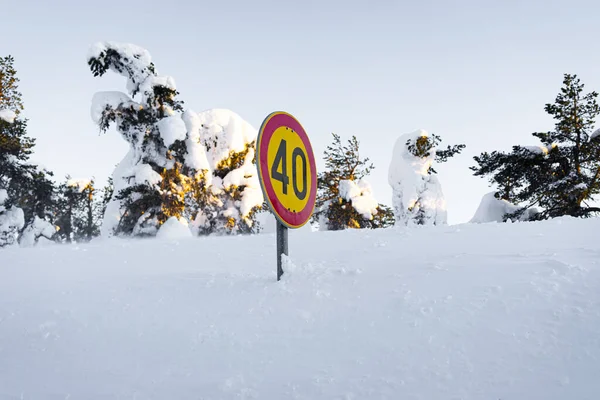 Signo Cubierto Nieve — Foto de Stock