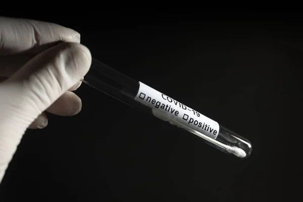 Hand Holds Test Tube Containing Blood Sample Test Tube Covid — Stock Photo, Image