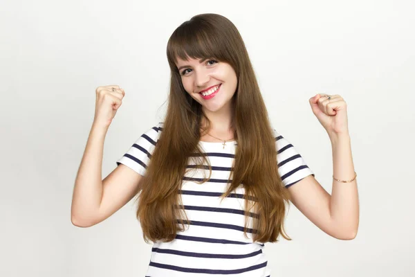 Fröhlich. Sehr glückliche Frau — Stockfoto