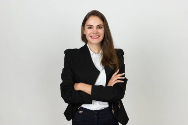 Güzel gülümseyen genç businesswoma portresi