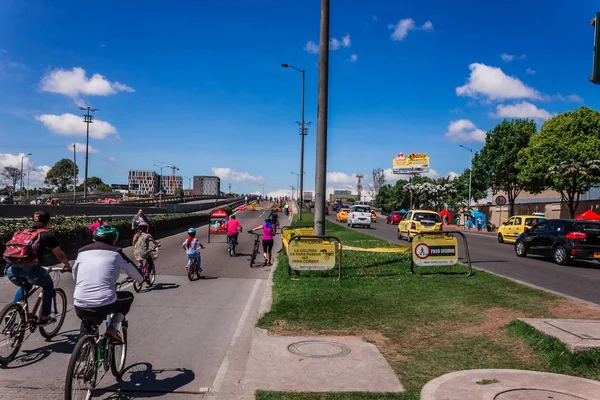Pierwsza Niedziela Cyklova Ścieżka Rowerowa Roku Bogota Kolumbia Stycznia 2020 — Zdjęcie stockowe
