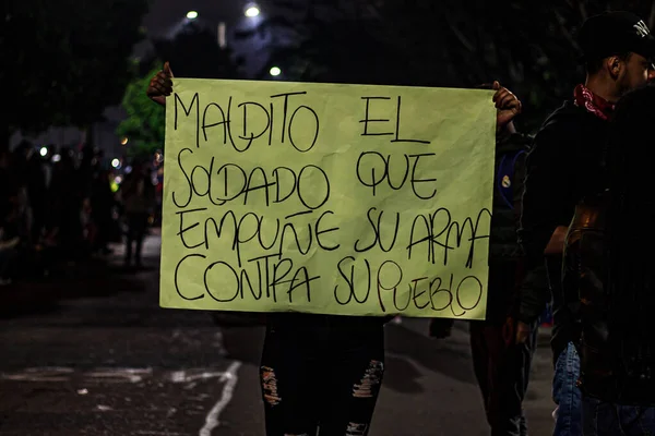 Nuit Flamme Grève Nationale Colombie Contre Ivan Duque Bogot Colombie — Photo
