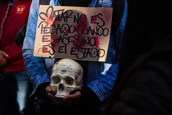 Protestoların Altıncı Günü Ivan Duque Hükümetinin Reformlarına Karşı Ulusal Grev — Stok fotoğraf