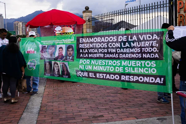 Huelga Centro Memoria Paz Reconciliación Contra Reformas Laborales Pensiones Económicas —  Fotos de Stock