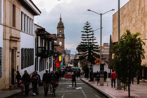 Candelaria Historic Center Bogota Cloudy Day Streets Colonial Era City — Stock Photo, Image