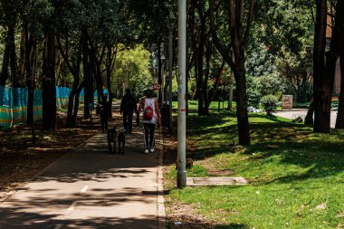 El Virrey Parkı, güneşli bir günde, şehrin kuzeyinde, 12 Şubat 2020 'de, Bogota Kolombiya' da açık hava sporları yapılacak bir yer.
