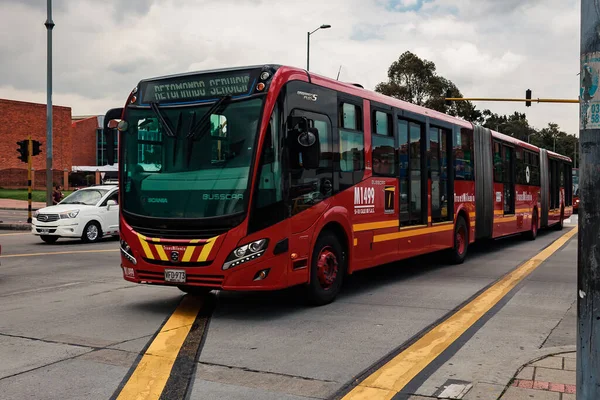Transmilenio System Bus Stacji Shaio Suba Avenue Bogota Kolumbia Lutego — Zdjęcie stockowe