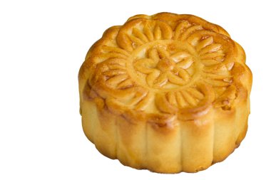 Moon pasta beyaz arka planda - yemek Çinliler için orta Sonbahar Festivali