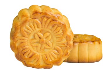 Moon pasta beyaz arka planda - yemek Çinliler için orta Sonbahar Festivali