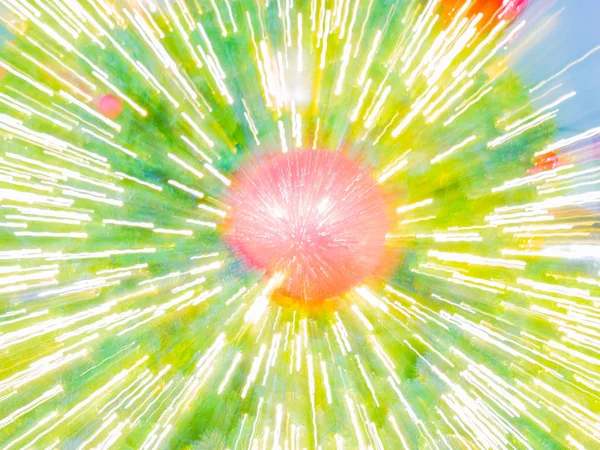Zoom Éclat Lumière Flou Image Boule Scintillante Sur Sapin Artificiel — Photo