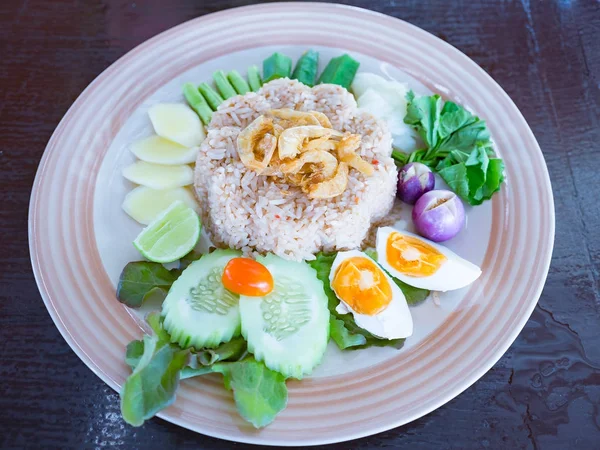 Thai Food Keuken Genaamd Nam Prik Lange Ruea Gebakken Rijst — Stockfoto