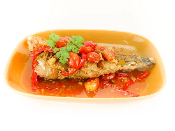 Pesce fritto con salsa di peperoncino (Pla Rad Prik ) — Foto Stock