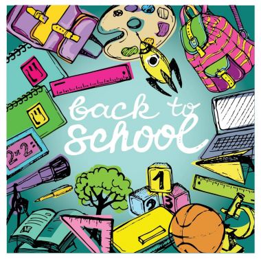 Geri okula büyük kümesi doodles. Elle mürekkeple çizilmiş. Vektör çizim. Serbest çizim okul öğeleri. Okula dönüş. 