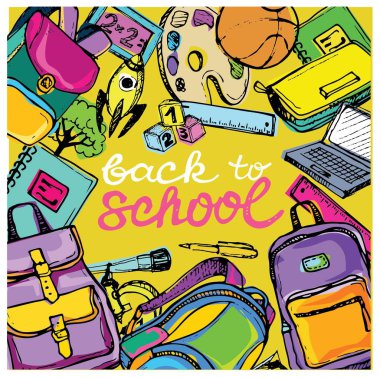 Geri okula büyük kümesi doodles. Elle mürekkeple çizilmiş. Vektör çizim. Serbest çizim okul öğeleri. Okula dönüş. 